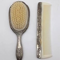 Silver Plated Antique Comb And Brush SET