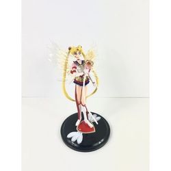 Japan Anime Super Sailor Moon Usagi Tsukino Action Figure Toy With Wing Cake 7"