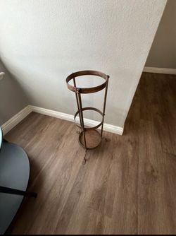 Vintage Metal Umbrella Stand Bronze Tone 3 Tier Holder