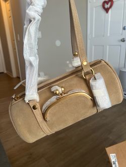 Coach Suede Kisslock barrel bag 28