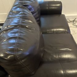 Dark Brown Leather Loveseat