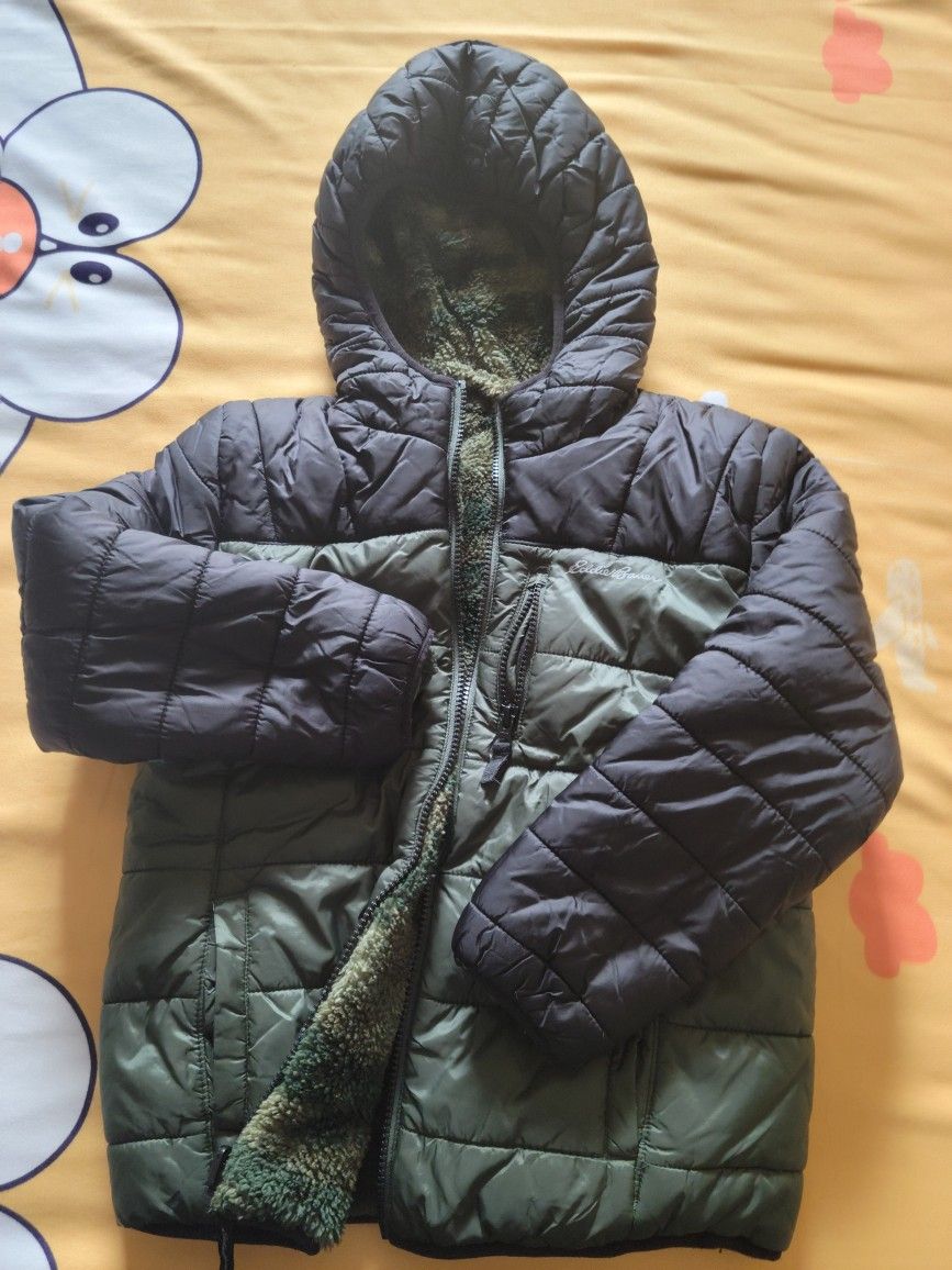 Like New Eddie Bauer Heavyweight Sherpa Lined Kids Jacket - Size 7/8