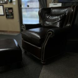 Genuine Leather Wingback Chair