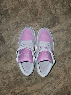 Air Jordan 1 Mid Pink and Grey Sneakers