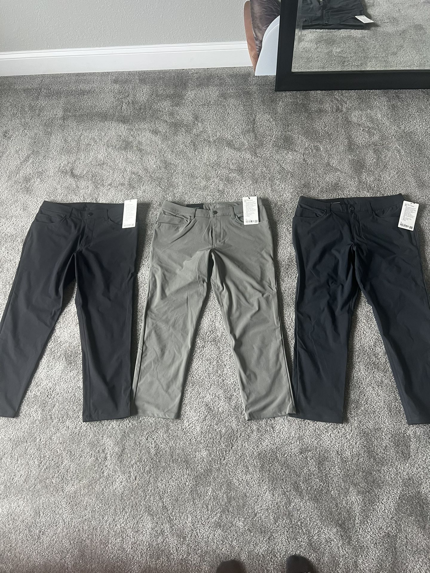 3 Lululemon Classic-Fit Pants (Size: 34x28)