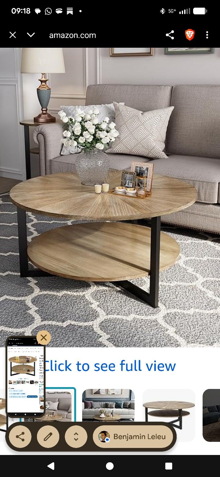 coffee table, rustic wood, 33.5"