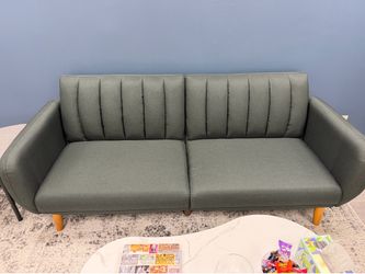 Modern Green Convertible Sofa Bed | Mid-Century Couch | 81.5”