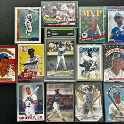 Ken Griffey Jr 13 Card Lot Including 1989 Donruss Rookie Card And Graded Slab