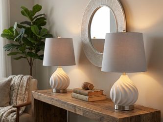 White Ceramic Table Lamps Set of 2