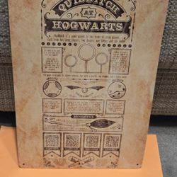 Harry Potter Quidditich Rules Sign Tin 8" X 12"
