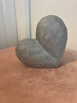 Gray Textured Heart Shape Sculpture