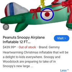 Snoopy Christmas Plane 12  feet Long 
