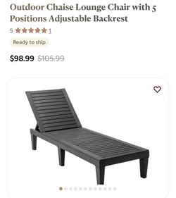 Outdoor Chaise Lounge Chair with 5 Positions Adjustable Backrest