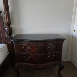 Solid Wood King Bed Frame & Matching Nightstand