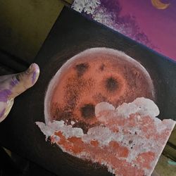 Original Acrylic Harvest Moon Cloud Painting