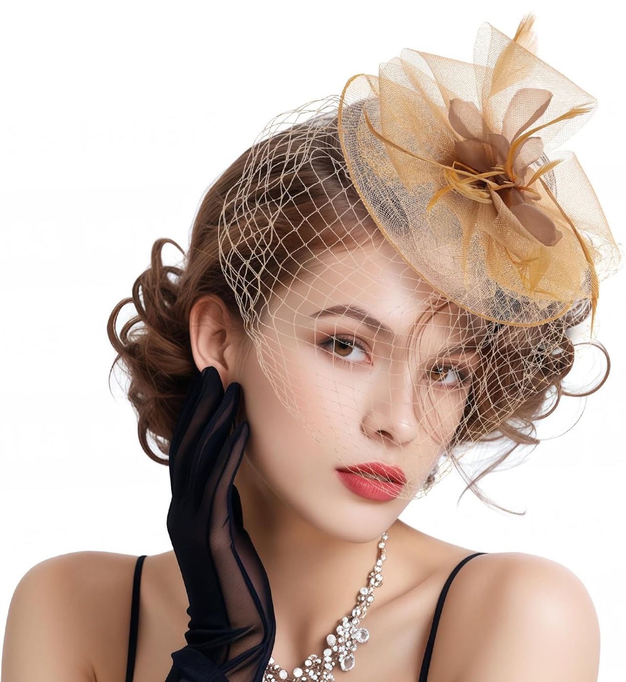 Fascinators Hats for Women Flower Mesh Ribbons Feathers on a Headband and a Clip Tea Party Headwear for Women
