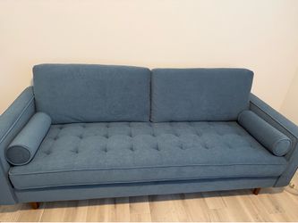 AllModern Geo 84" Sofa – Ocean Blue Velvet