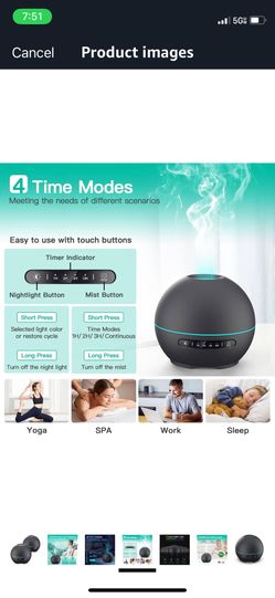 2 Pack Essential Oil Diffuser for Home - 200ml Aromatherapy Diffuser Humidifier with 4 Timers & 7 Colors Night Lights, 20dB Quiet Working for 10 Hours