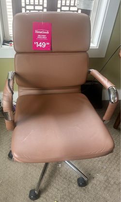 HomeGoods Eames-style brown faux leather office chair