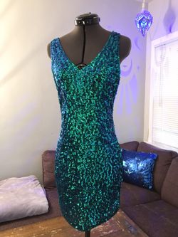 Sea Blue Sequin Dress