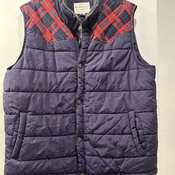 Vintage Men’s Plaid Puffer Vest Men’s Size XL