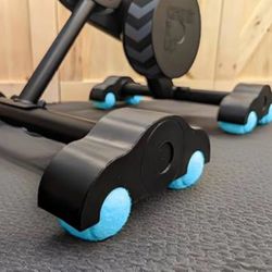 4 Pack Indoor Cycling Rocker Feet Adapters with 10 Blue Tennis Balls Stability Accessories for Smart Bike Trainer