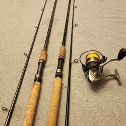 2 9ft 6in M power Salmon/steelhead Rods With Fishing Reel And Tackle