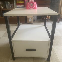 White Nightstand With Drawer  18” Wide 22” Tall