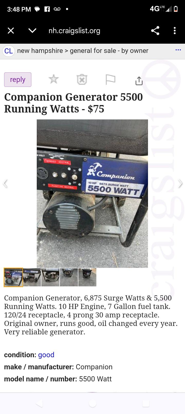 Sears Champion 5500 Gas Generator
