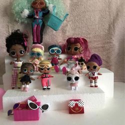 LOL SURPRISE DOLLS …EIGHT DOLLS, DOG, CAT, ACCESSORIES 