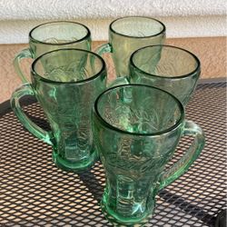 5 Coca Cola Glass Mugs
