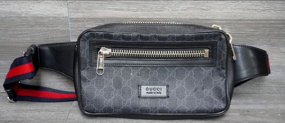 GUCCI Soft GG Supreme Sherry Line Waist Belt Bum Bag 474293 Leather Black