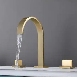 Luxury Bathroom Faucet In Brushed Gold Double Handles 8 In. Widespread