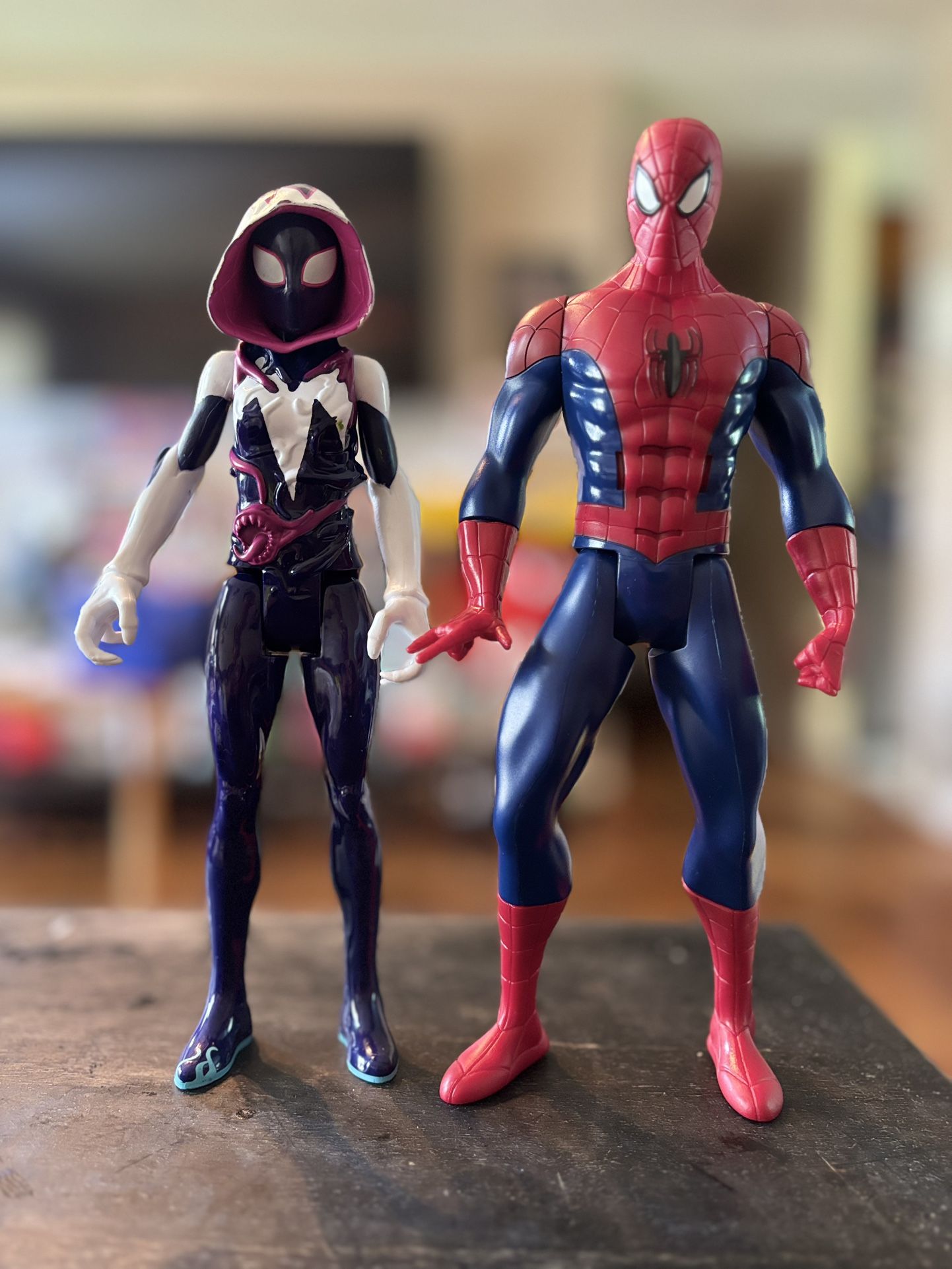 Spider-Gwen and Spider-Man action figures