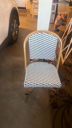 Black and White Bistro Accent Chair Set of 2 and Stone Table -Brand New