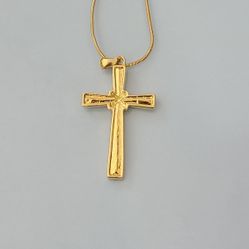 Cross Necklace Rhinestone Gold Tone 
