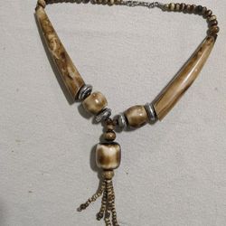 Vintage Bone Horn Beaded necklace