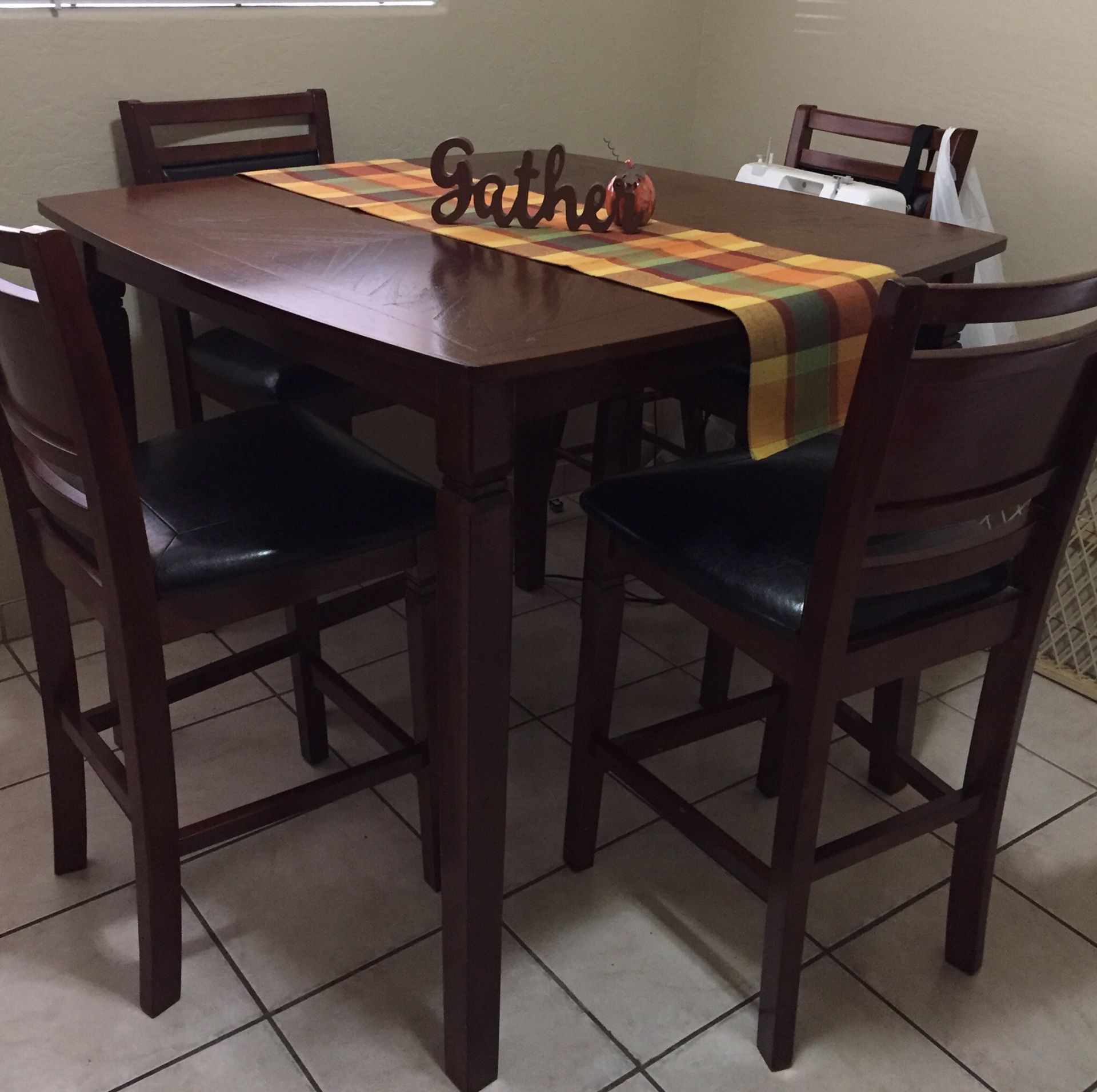 Tall dining table set four chairs kitchen table