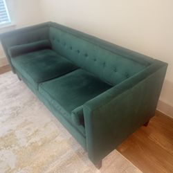 Evelyn 77.8 Inch Velvet Emerald Green Couch 