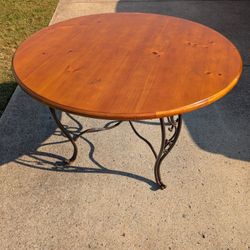 Solid Wood Round Dining Table with Iron base