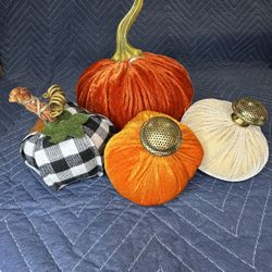 Pumpkins Various sizes colors and fabrics - 4 total