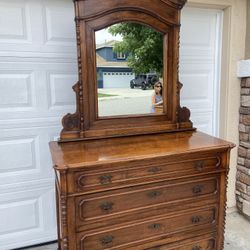 Large Dresser And Mirror Vintage Decor