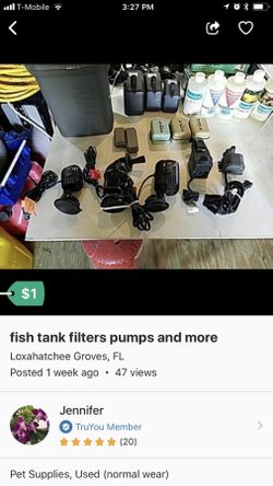 Pond or fish tank pumps filters UV lights chemical