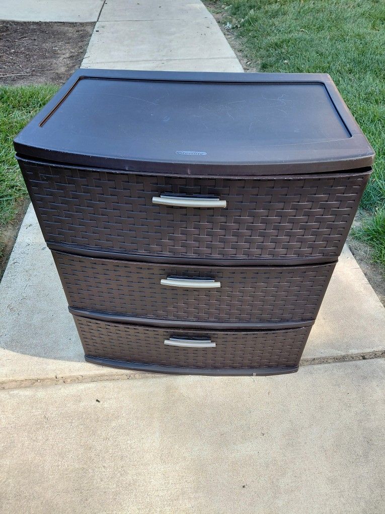 3 Drawer Cart Weave Pattern Brown ( Still Available)