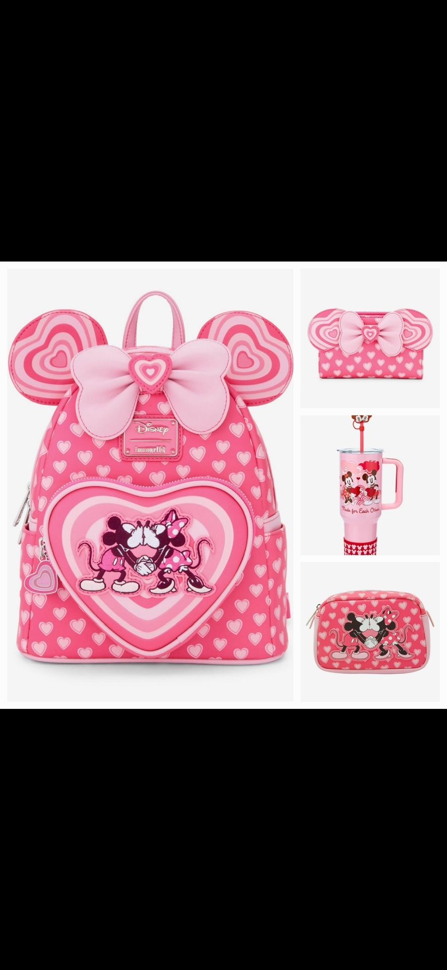 PINK Loungefly Disney Mickey & Minnie Mouse Heart Ears Mini Backpack- BoxLunch Exclusive