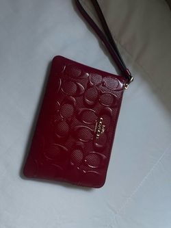 Coach Red Patent Signature Wristlet Wallet
