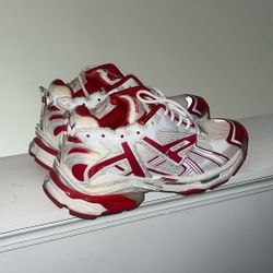 Red and white Balenciaga tracks
