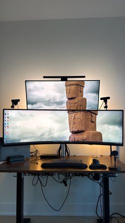 Samsung 49” + LG 34” Ultrawide Monitors with Dual Mount – $475 OBO