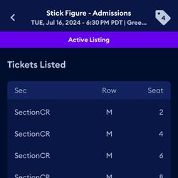 4 Tickets To Stick Figure Concert