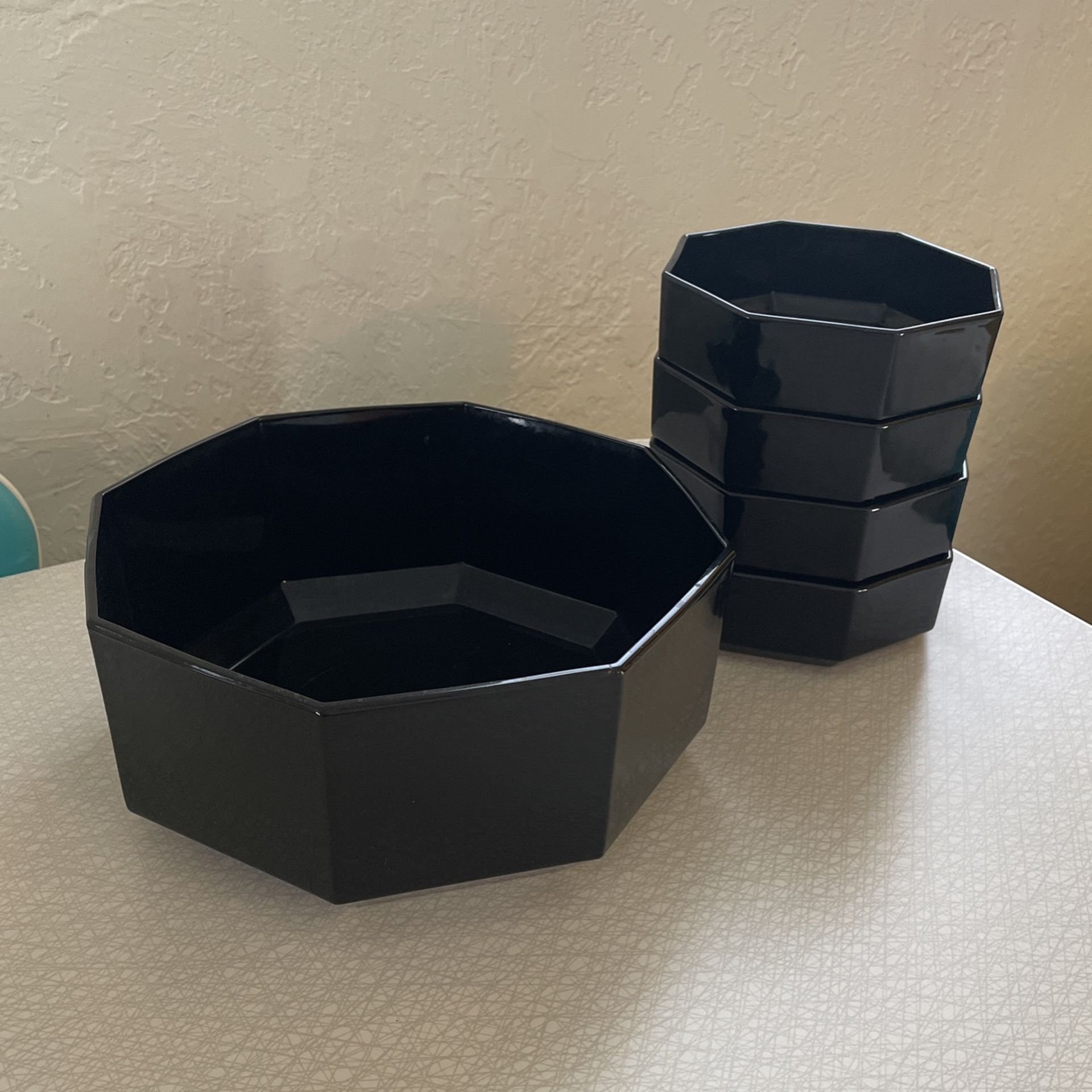 VINTAGE ARCOROC BOWLS SET BLACK MADE IN FRANCE